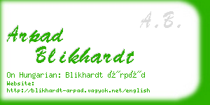 arpad blikhardt business card